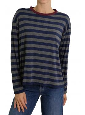 Maglia con contrasto di colore colletto a righe morbida 